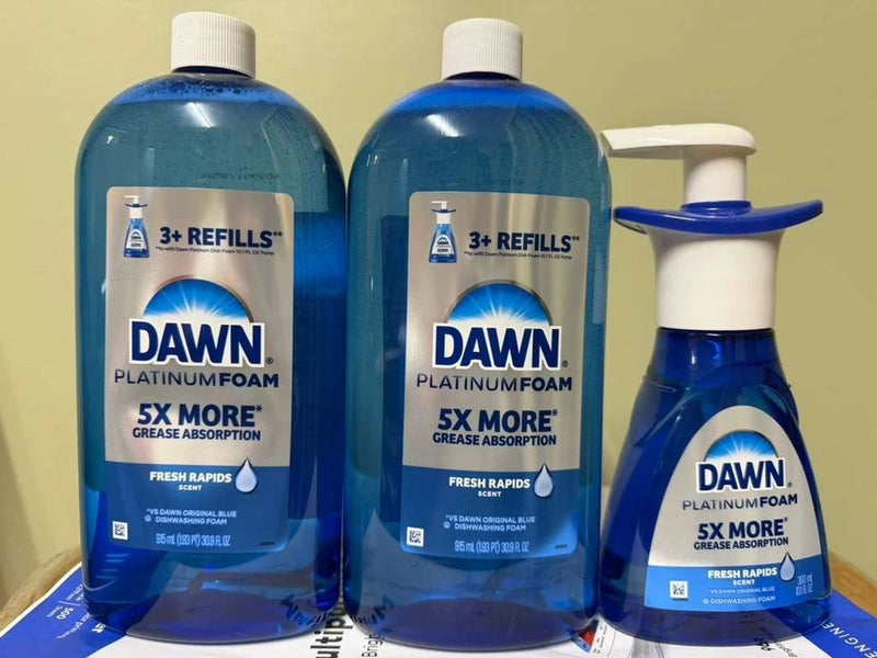 Dawn Platinum Foam Refills, Fresh Rapids Scent 2 Refill Bottles and 1 pump Bouquet