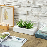 10 Inch Artificial Green Grass Plants in White Wood Decorative Planter Pot Green Plant