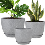 Plant Pots 12/10/9 Inch Set of 3, Flower Pots with Multi Mesh Drainage Holes, La Flowering Plants