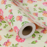 Ivory Floral Wrapping Paper Jumbo Roll 17 in x 60 ft, Vintage Peony Flower Gift Peony