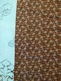 REMNANT Vintage Cotton Fabric Brown Calico Daisies Floral 16"x21" Flowering Plants