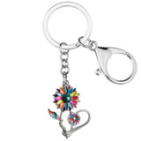 Mother's Day Enamel Alloy Sunflower Keychains Flower Key Ring Plant Charns Gifts Sunflower