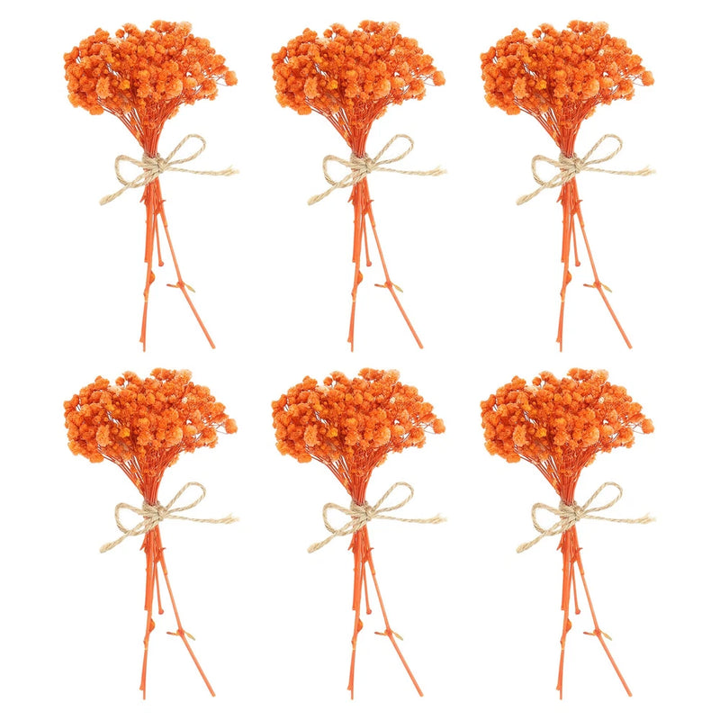 6 Pcs Mini Dried Flower Bouquet Baby's Breath Boho DIY Gift Orange Dried Flower