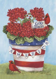 Rain Or Shine Large God Bless America Flower Pot Porch Art Flag 28Óx40Ó NEW! Sunflower