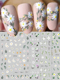 Nail Art Stickers Decals Spring Summer Flowers Floral Daisy Fern Leaf Daisies