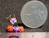 4 Half Open Carnations Red Purple Flower Garden Bouquet 1:12 Miniature #2120 Carnation