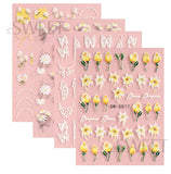 5D Embossed Daisy Tulip Butterfly Camellia Flower Sunflower Nail Art Stickers Sunflower
