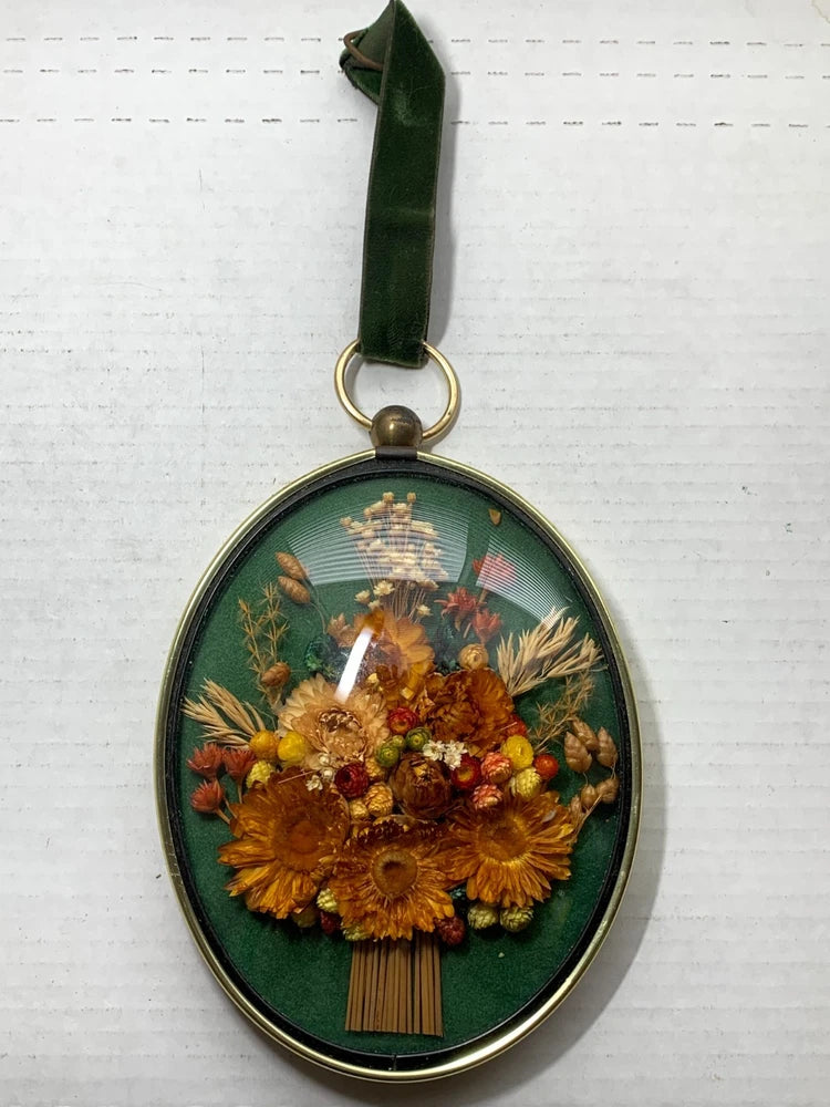 *Vintage Cideart Dried Flowers Belgium Convex Glass Dried Flower