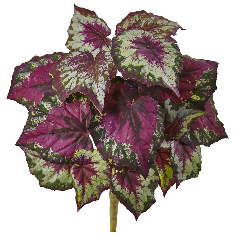 Nearly Natural Wax Begonia Bush Artificial Silk Plant Home Decoration Set of 6 Green Plant