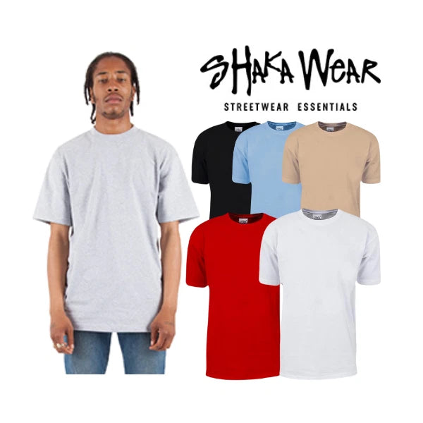 Men's heavyweight blank crewneck short-sleeve T-shirt, light gray