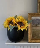 Sunflowers arrangement black large vase home decor fall ceramic pot traditional Sunflower