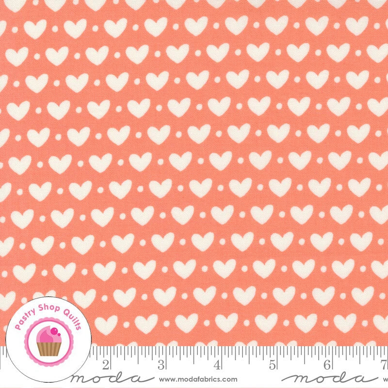 Moda SINCERELY YOURS 37610 15 Coral Peach Hearts SHERRI & CHELSI Quilt Fabric Flowering Plants
