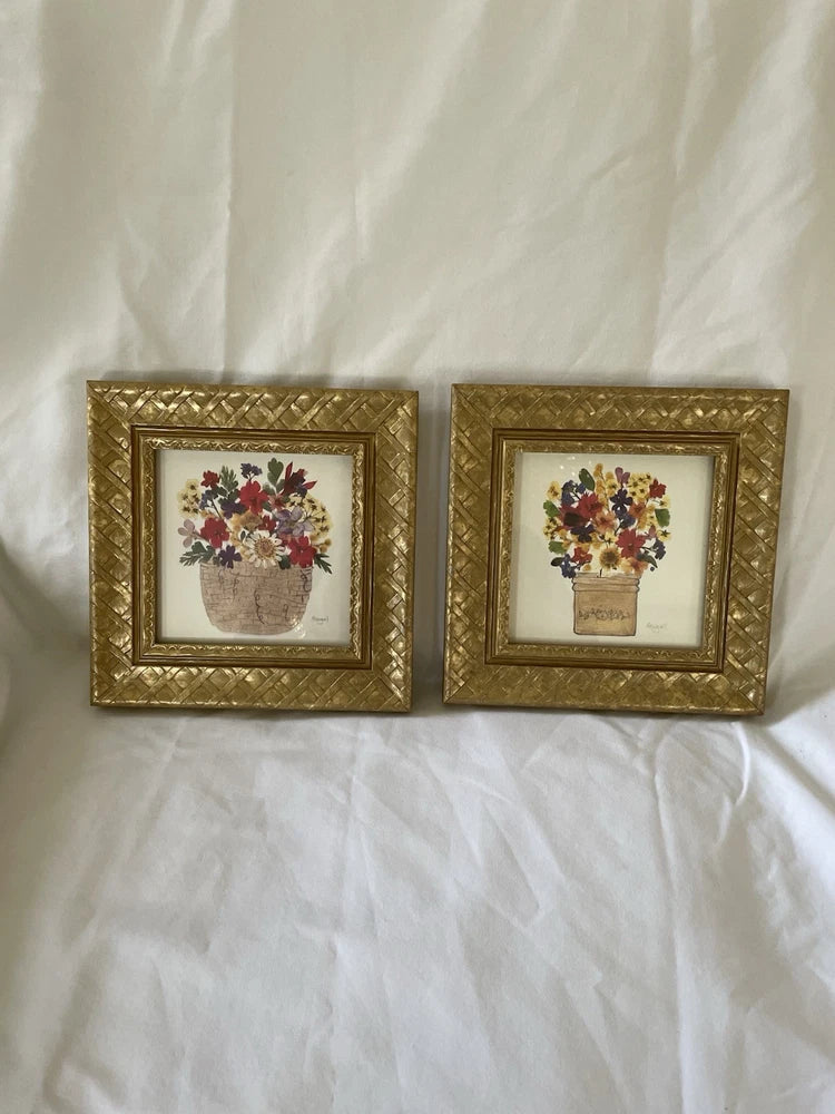 Two Vintage Abigail Pressed Flowers Dried Flower