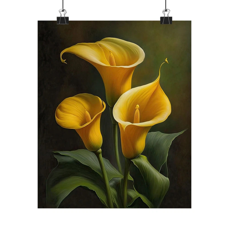 Yellow Calla Lily Flowers Poster, Yellow Flower Art Print, Floral Artwork 05 Lily