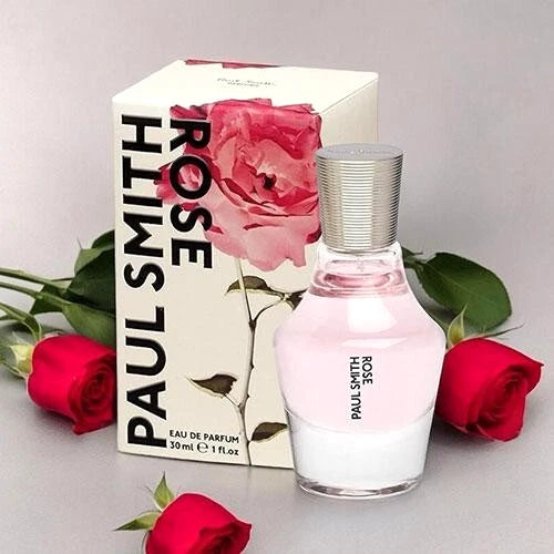 Paul Smith Rose Eau de Parfum spray 30 ml bottle with rose-themed box and flower accents