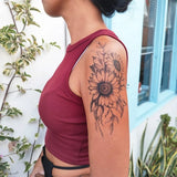 Sunflower Tattoo - Flower Temporary Tattoo / Woman Temporary Tattoo / Floral Sunflower