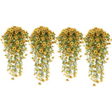 4Pcs Artificial Plastic Flowers Realistic Violet Green Leaf Vines Hanging Decor Green Plant