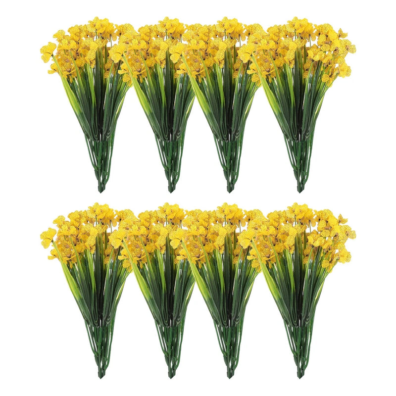 Artificial Flower Heads, Plastic Fake Plants Hydrangea Yellow Faux Flowers 24Pcs Hydrangea