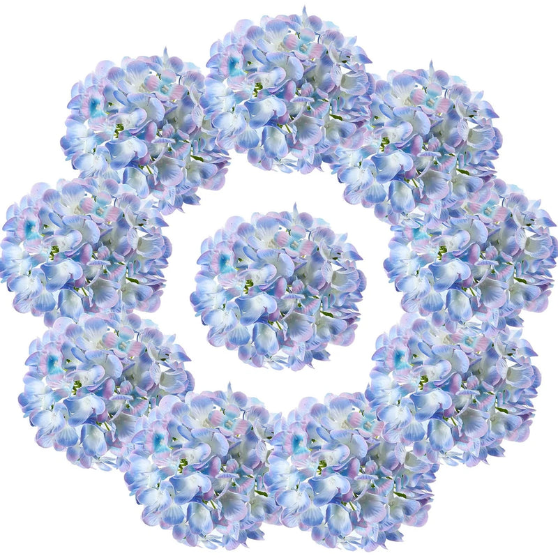 10Pcs Artificial Hydrangea Stems, Silk Flowers for Home Decor, Blue Hydrangea