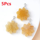 5Pcs 30x7mm Yellow Jade Carved Snowflake Christmas Sunflower Pendant HT3003 Sunflower