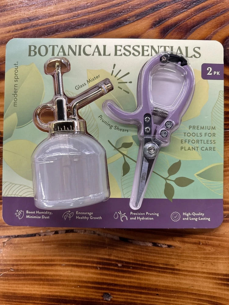 Plant care gift set with glass mist sprayer and premium pruning shears, for orchids