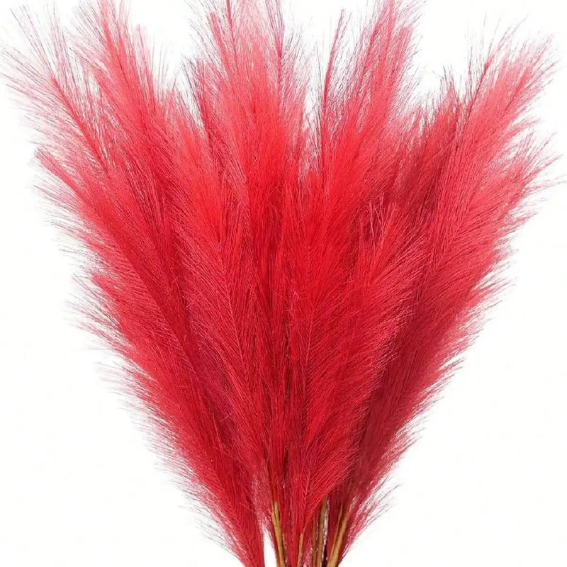 Red Artificial Reeds 55cm Tall Faux Pampas Grass for Wedding & Party Decor Roses