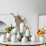 White Ceramic Bud Vase Set of 11, Small Vases for Pampas Grass, Flowers, Mini Va Pampas Grass