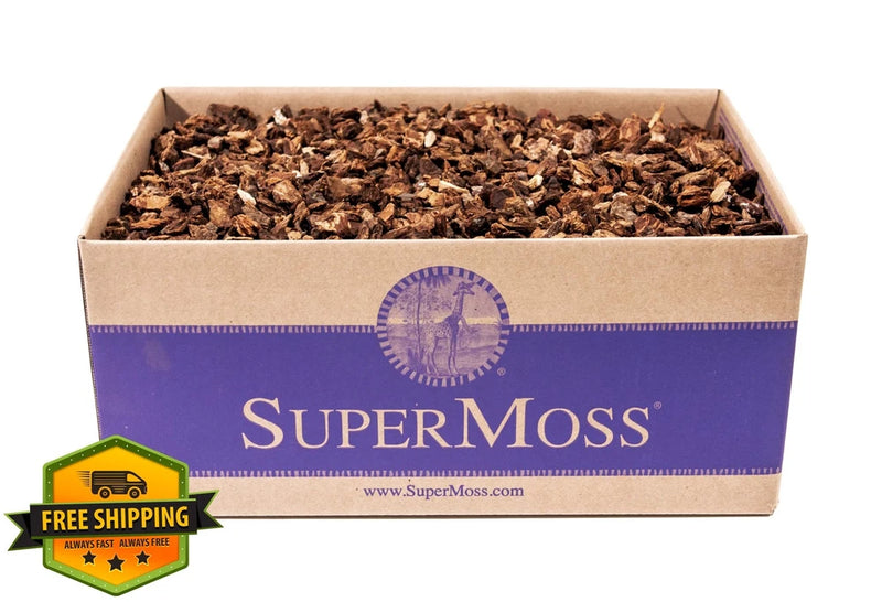 SuperMoss orchid potting mix box with chopped Douglas fir bark pieces