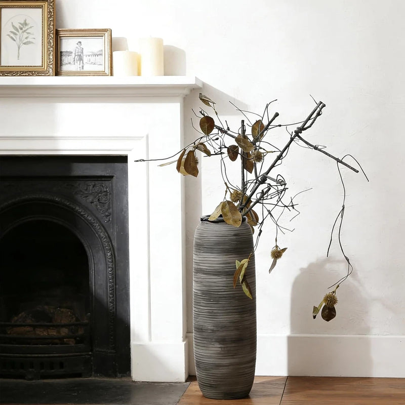 Black Tall Floor Vase for Pampas Grass, 18'' Gray Extra Large Floor Vase Pampas Grass