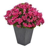 Nearly Natural Geranium Artificial Plant in Slate Planter UV Resistant Green Plant