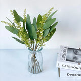 8 Pcs 15 inch Artificial Eucalyptus Leaves Real Touch Fake Spray Greenery Plants Green Plant