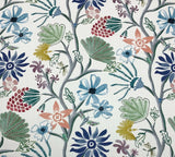 BALLARD DESIGNS MARLETTA MULTI GREEN FLORAL VINE COTTON FABRIC BY THE YARD 54"W Flowering Plants