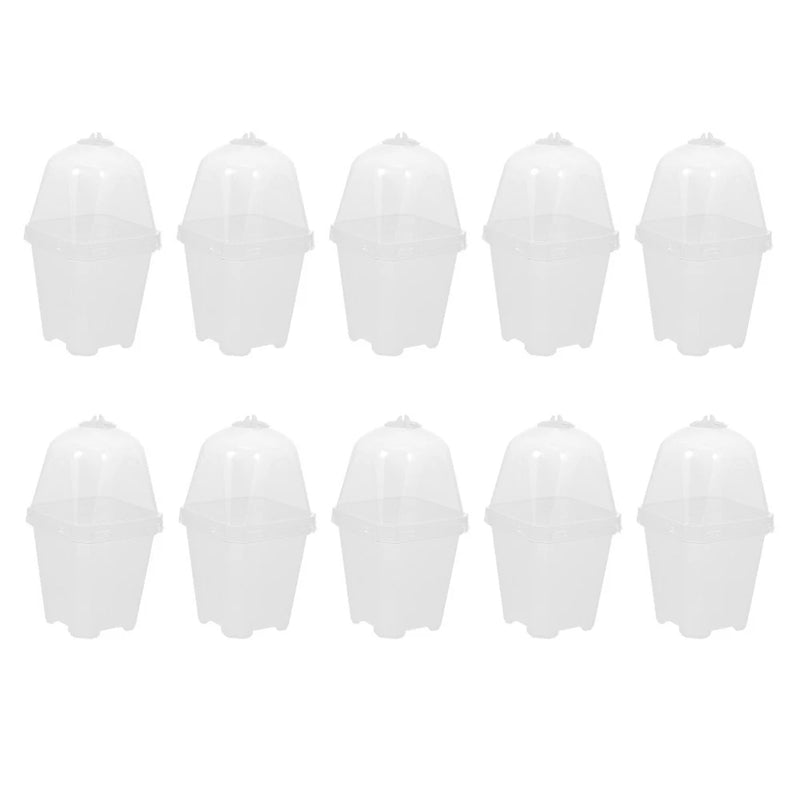 10 Sets Plastic Plant Growing Cups Nursery Sowing Pots with Lids for Garden Garden Plants