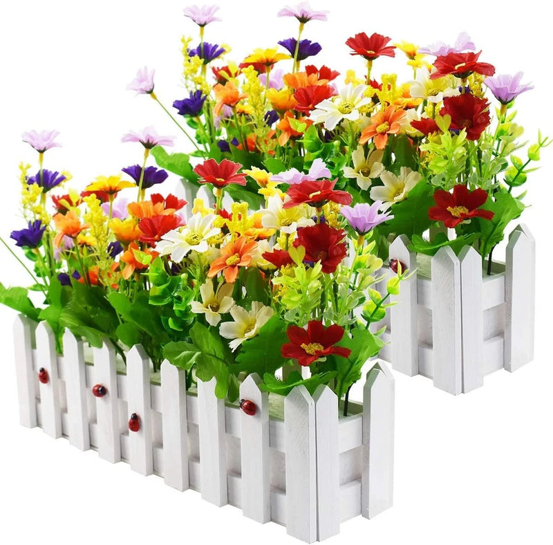 XONOR Artificial Flower Plants - Mixed Color Daisies in Picket Multi Daisies