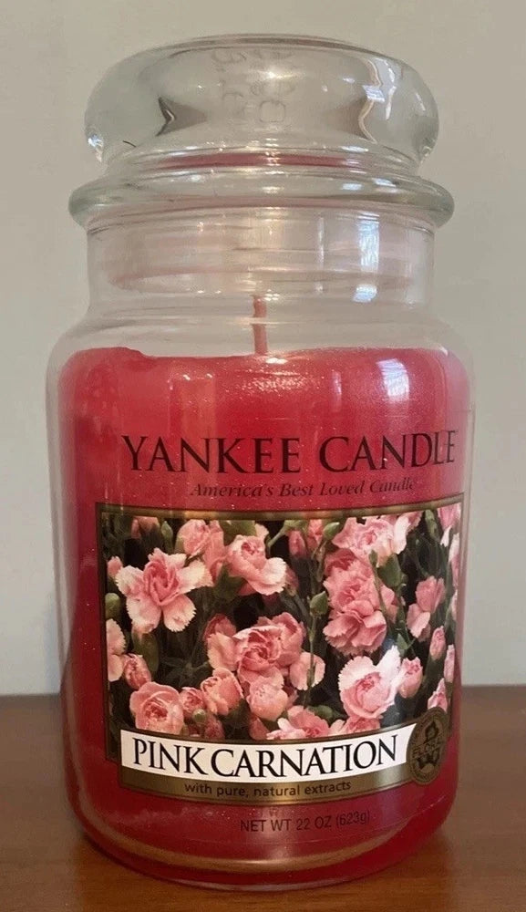 Yankee Candle Pink Carnation 22oz Large Jar Retired Scent Floral Rare Carnation