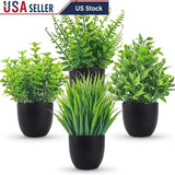 Set of 4 Faux Eucalyptus Plants Mini Artificial Greenery Home Office Decor New Green Plant