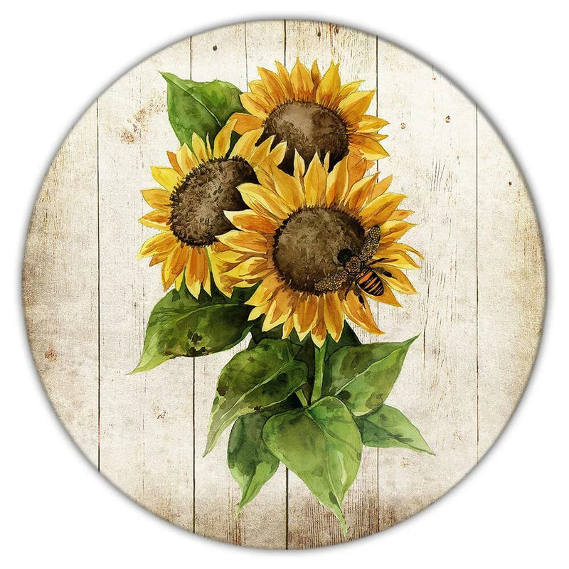 Gift Coaster : Sunflower Vintage Bee Flower Floral Yellow Decor Painting Sunflower