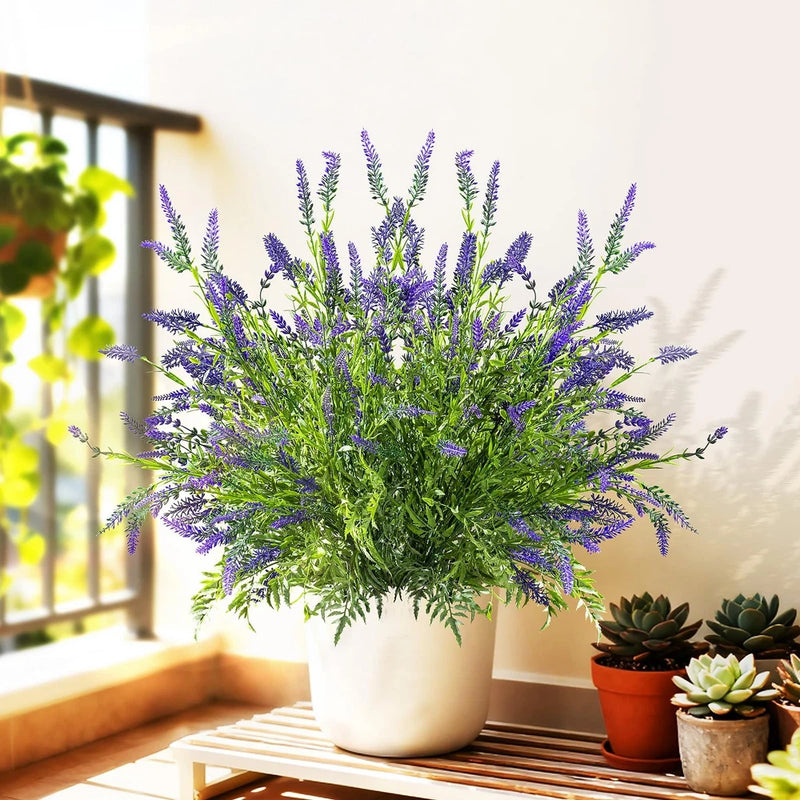 2 Bundles Artificial Lavender Flower Artificial Greenery Stems Fake Lavender ... Green Plant