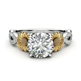 1.30CT Round Sunflower Flower Split Shank Two Tone Engagement and Wedding Ring Sunflower