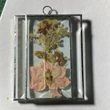 Terrarium Faux Dried Flowers Beveled Glass  Vintage 70s Glassco 3 x 2.5" Dried Flower