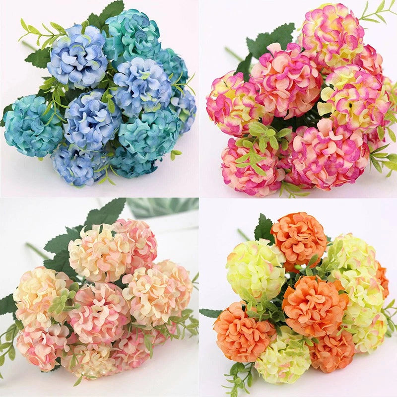10 Heads Decor Home Hydrangea Home Party Beautiful Fake Flowers Artificial Silk Hydrangea
