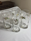 Martha Stewart Everyday Hydrangea Glasses Set Of 4-15oz Coolers Floral Tumblers Hydrangea