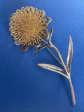 Large Vintage Wired Sunflower Brooch 2 Toned Silver And Gold Tones Flower X11 Sunflower