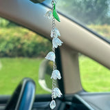 Flower Car Charm,Lily of The Valley Car Rearview Mirror Hanging Accessory,Rai... Lily