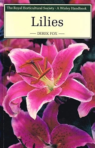Lilies flower handbook paperback cover with pink and yellow blossoms and Derek Fox title