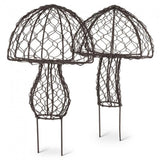 Set Of 2 Mesh Mushrooms Garden Stake Garden Plants