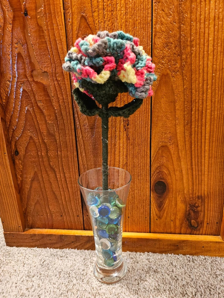 Multi-Colored Crochet Carnation Flower (vase not included) Carnation