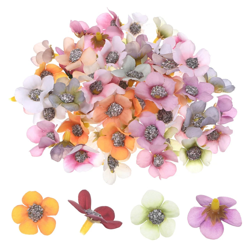 100-Pack Artificial Flower Heads, Mini Silk Faux Daisy Flowers DIY [Multicolor] Daisies