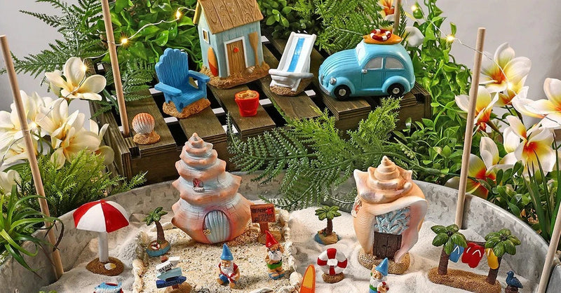 Fairy Garden Beach Choose 1 Of 4 Items: Car, Cabana/Shed, 1 Shell OR 1 Sand Hut Garden Plants