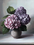 Ceramic Pot with Hydrangeas Still Life Oil Painting 8" x 10" Print Hydrangea